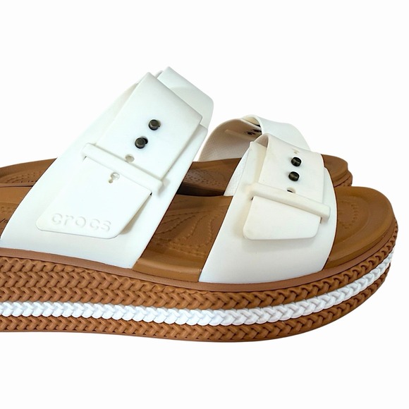 Crocs Brooklyn Woven Buckle Platform Sandal Chalk Wedge Slide LiteRide Women's 8 - Picture 10 of 15